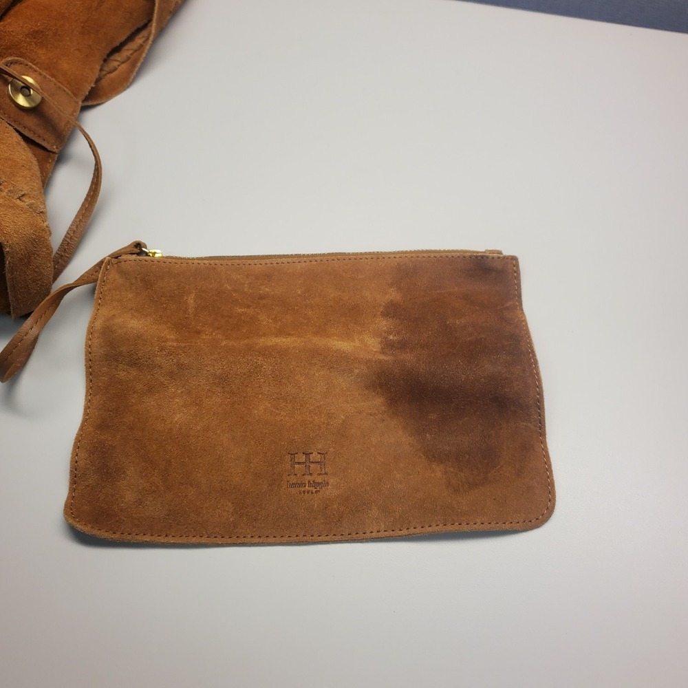 Haute Hippie Designer Suede Leather Brown Hobo Bag Large Brown Slouchy Boho - Picture 9 of 16